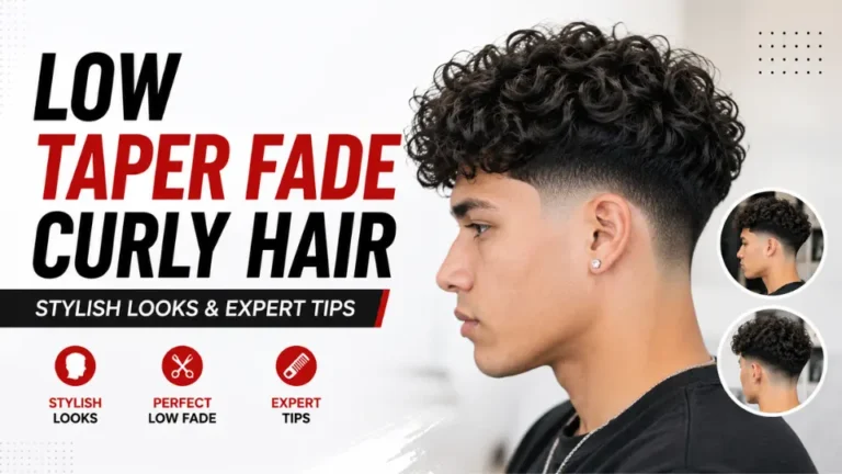 "Low taper fade curly hair featuring defined natural curls on top with a clean tapered fade on the sides, showcasing a modern and stylish men's haircut